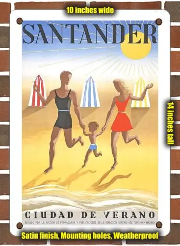Металлический знак-Сантандер 1942 летний город-10x14 дюймов