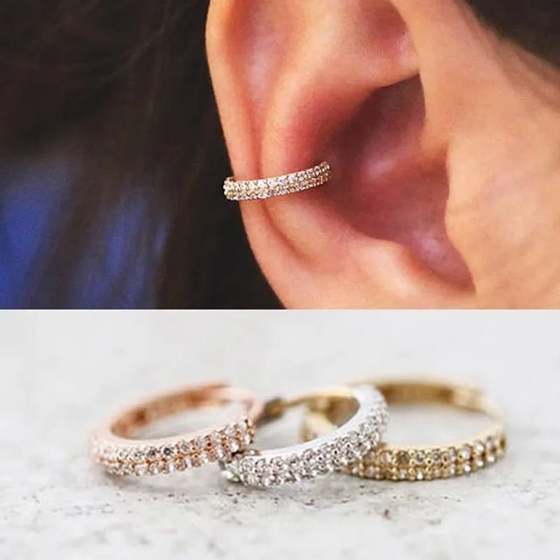 1 Сеть хрящ конха фальшивая без прокола манжетной серьги эркаф обертка камень нет женщин кристалл клип серьги.