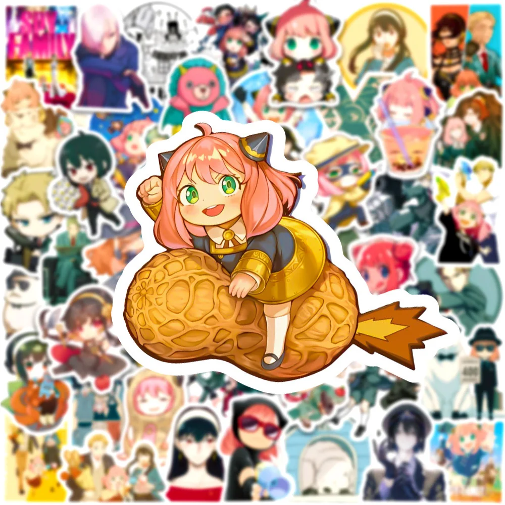 

10/30/50PCS Anime SPY×FAMILY Sticker for Laptop Luggage Skateboard Phone Waterproof Cartoon Graffiti Decals Fun for Kids Toys