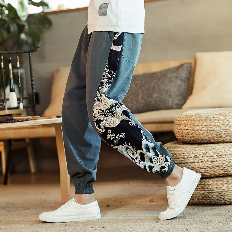 Шаровары с китайским драконом мужские спортивные штаны для бега в японском