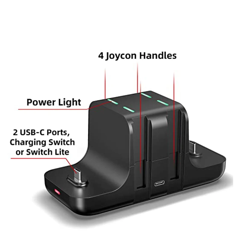 6 в 1 зарядная док-станция для Nintendo Switch джойстик Joy-con зарядное устройство DC5V/2A