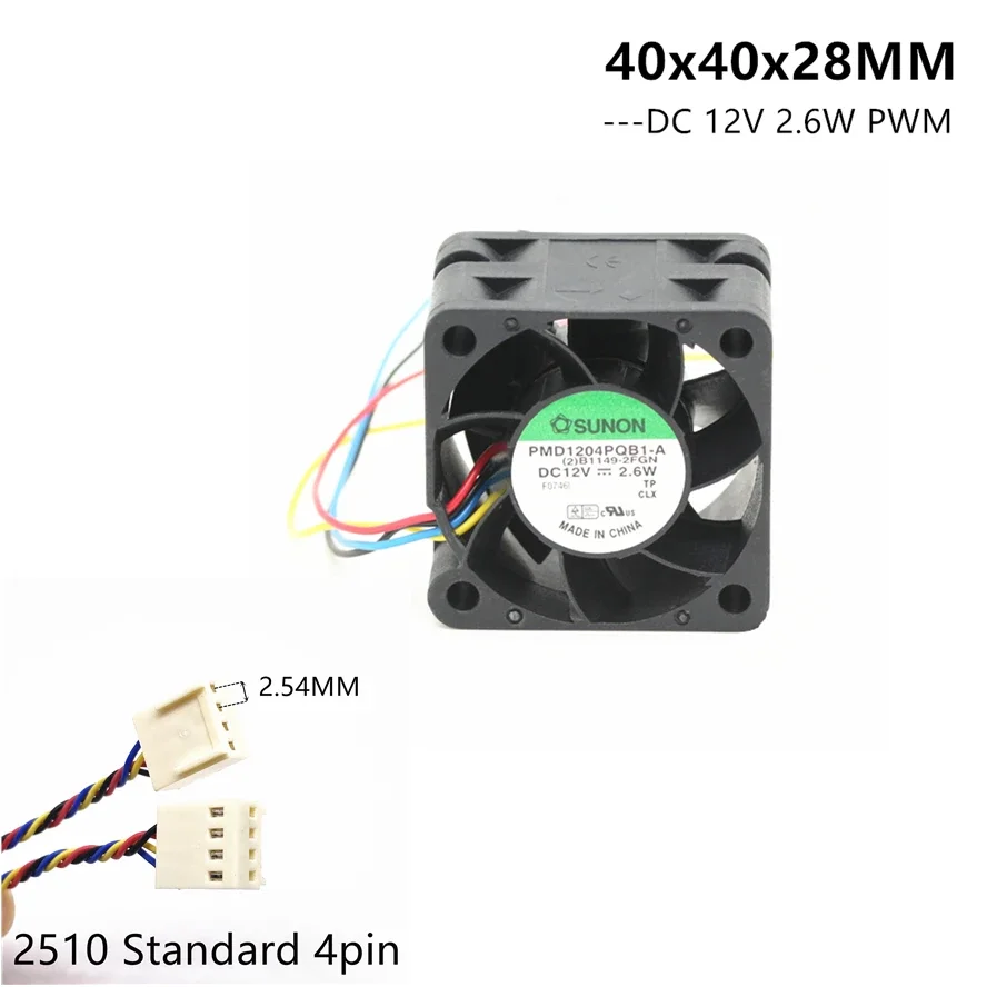 Sunon 4028 40x40x28 мм 40 мм сервер вентилятор с двумя шарикоподшипниками PMD1204PQB1-A 12 В 2,6 Вт охлаждающий вентилятор 3PIN
