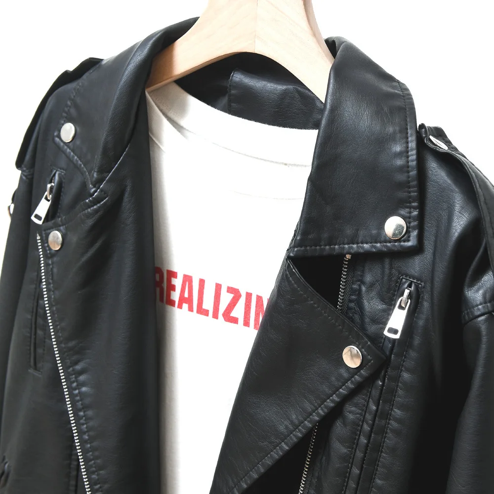 2023 new mid-length leather coat women's style leather jacke