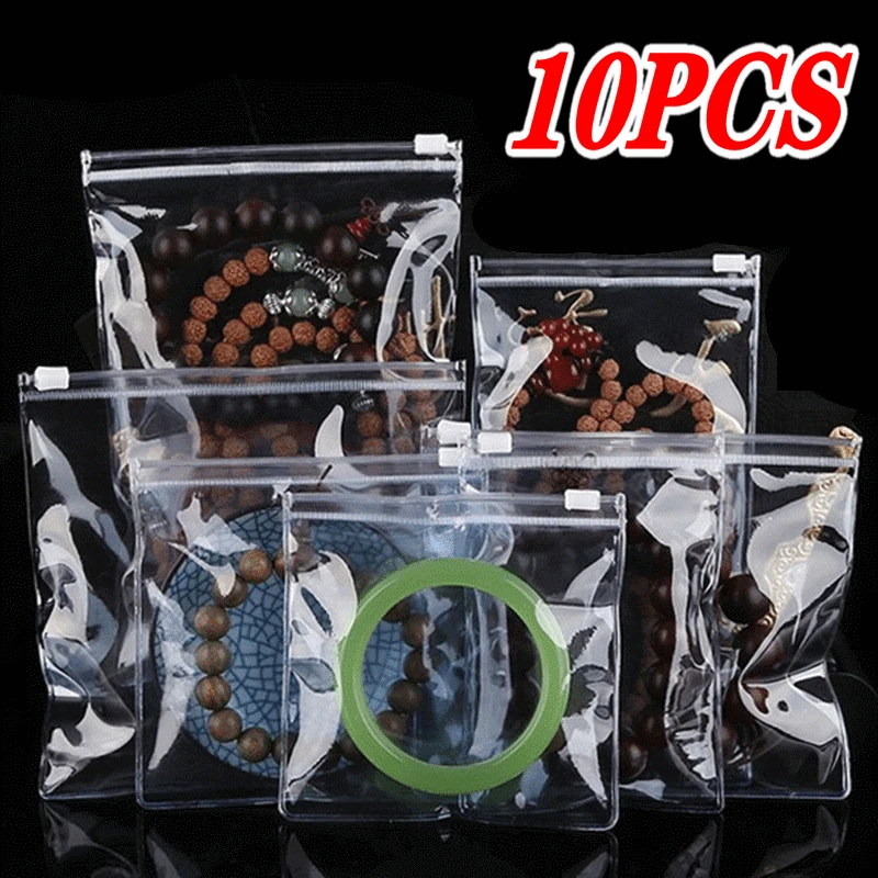 

10PCS Reusable PVC Self Sealing Transparent Jewelry Storage Zipper Bag Plastic Jewelry Thick Gift Packaging Bag