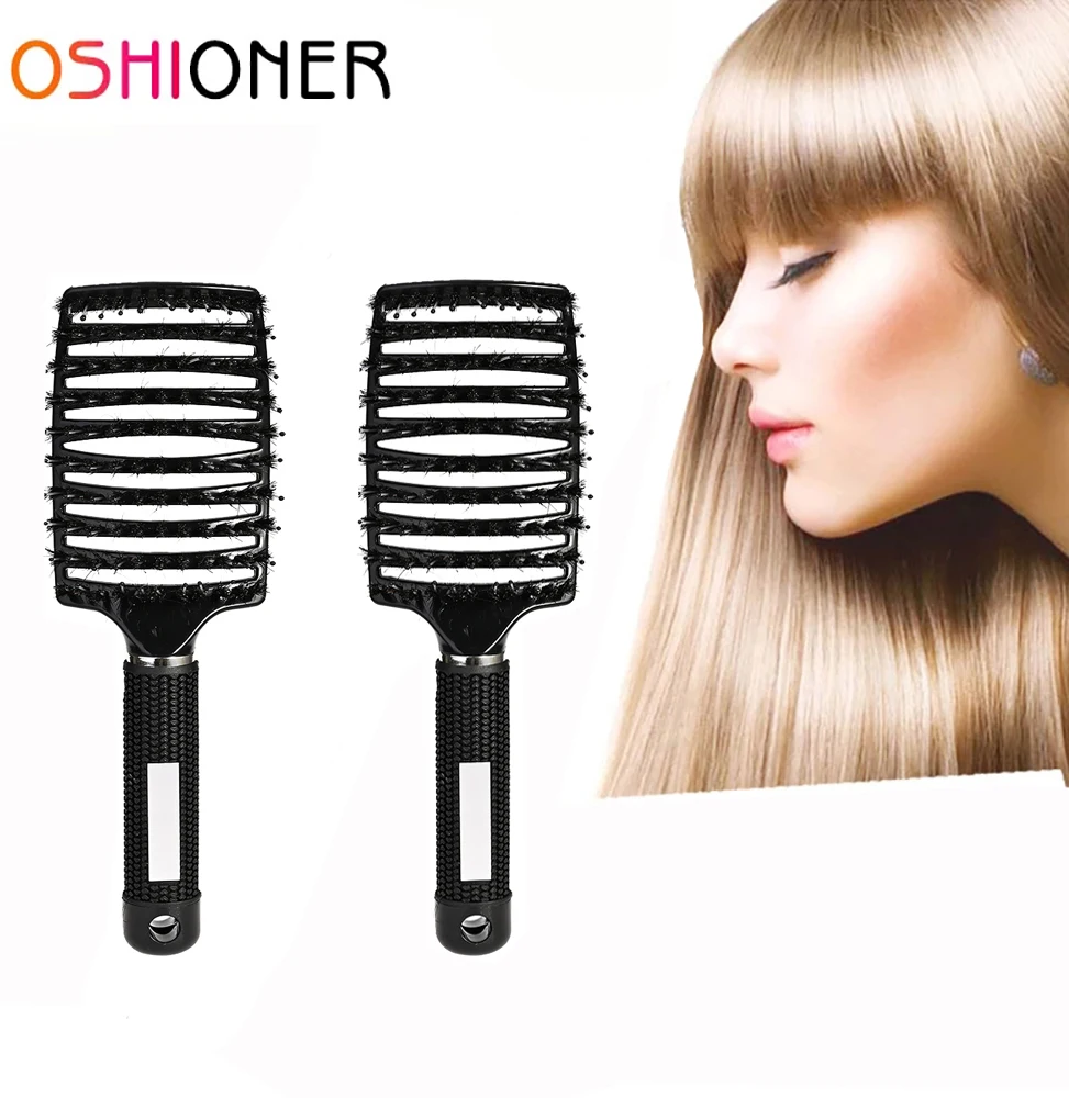 

2PCSHair Brush Scalp Massage Comb Hairbrush Bristle&Nylon Women Wet Curly Detangle Hair Brush for Salon Hairdressing Style Tools