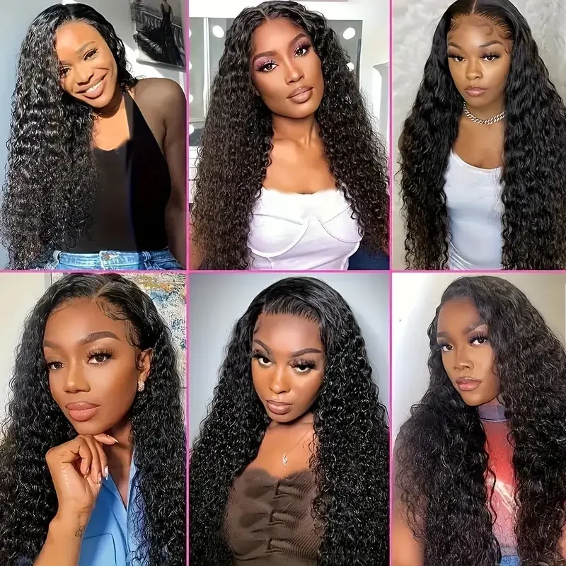 Фото Geeta Water Wave Drawstring Wig 13x4 Frontal Wig Water Curly 13x6 Парики из натуральных волос на кружеве для женщин 4x4 5x5 Предварительно сорванные парики №5