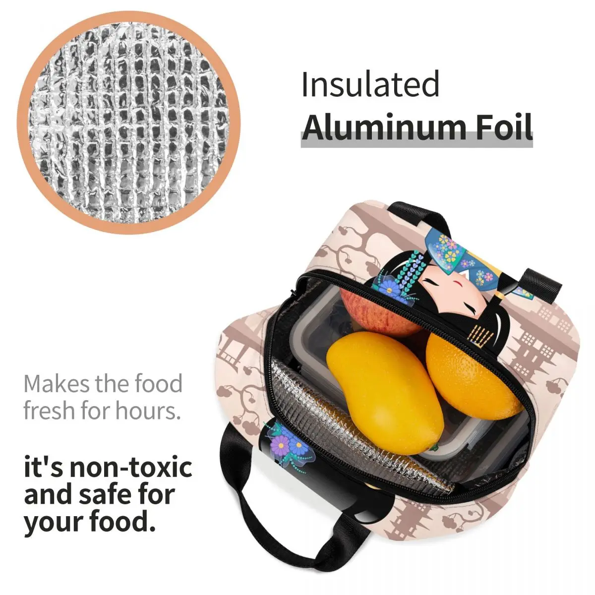 Пользовательские японские куклы Кико Кокеши с принтом изолированные сумки для