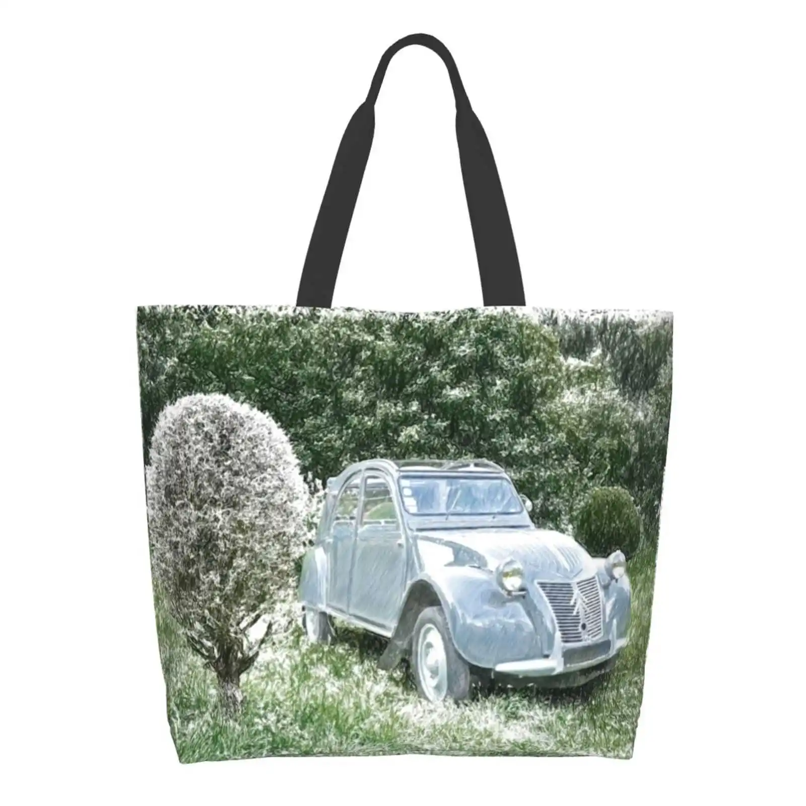 

2Cv In The Green Printed Casual Tote Large Capacity Handbags 2Cv 2Cv4 Eu Antique Car Historic Car