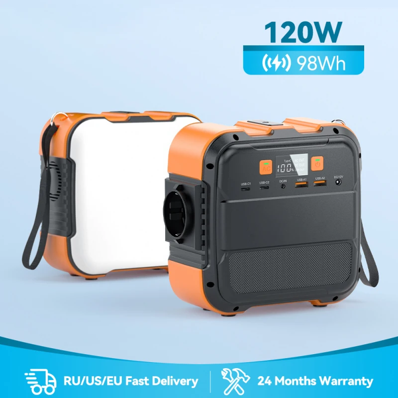 

For Home Camping Power Suppl Power Station Portable Solar Generator AC 220V 120W Output 98Wh Emergency Lighting Backup Powerbank