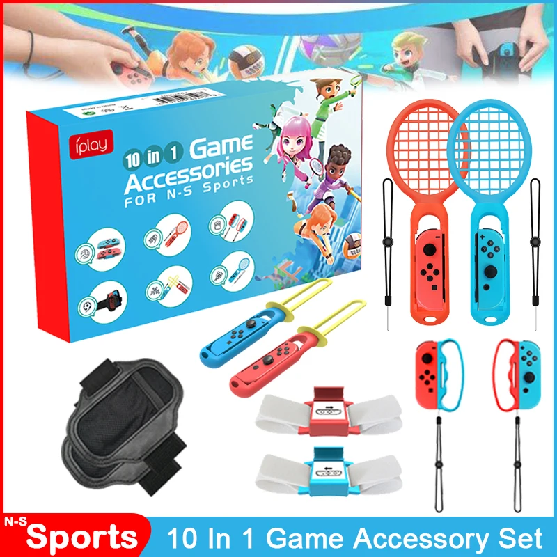 

10 In 1 For Nintendo Switch Sports Control Set Joy-con Wristband/Tennis Racket/Leg Strap Motion Game Accessories For Switch OLED