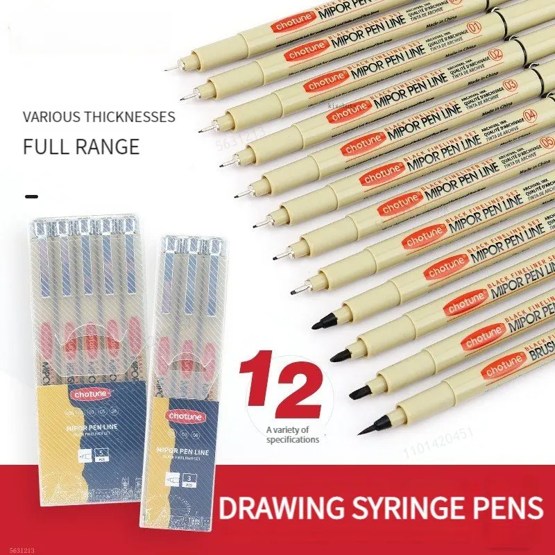 

3-12Pcs Pigment Liner Manga Markers Pen Art Hand-painted Hook Line Pen Sketch Pens Stationery Set Art Supplies School Supplies