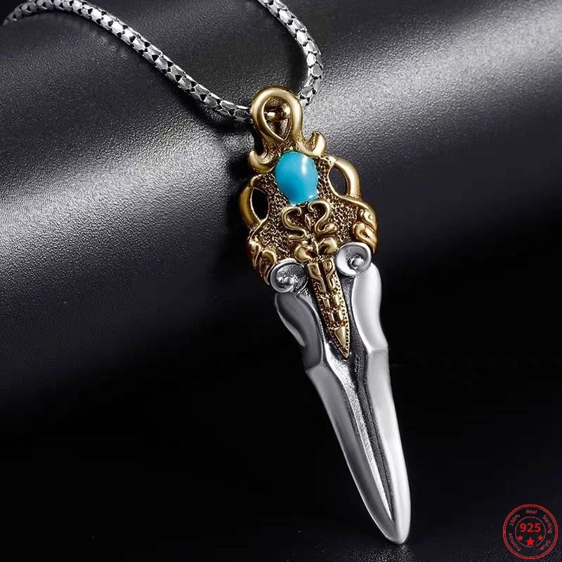 

S925 Sterling Silver Pendants for Women Men New Fashion Xuanyuan-sword Buddhist Vajra Pestle Sword Punk Jewelry Free Shipping