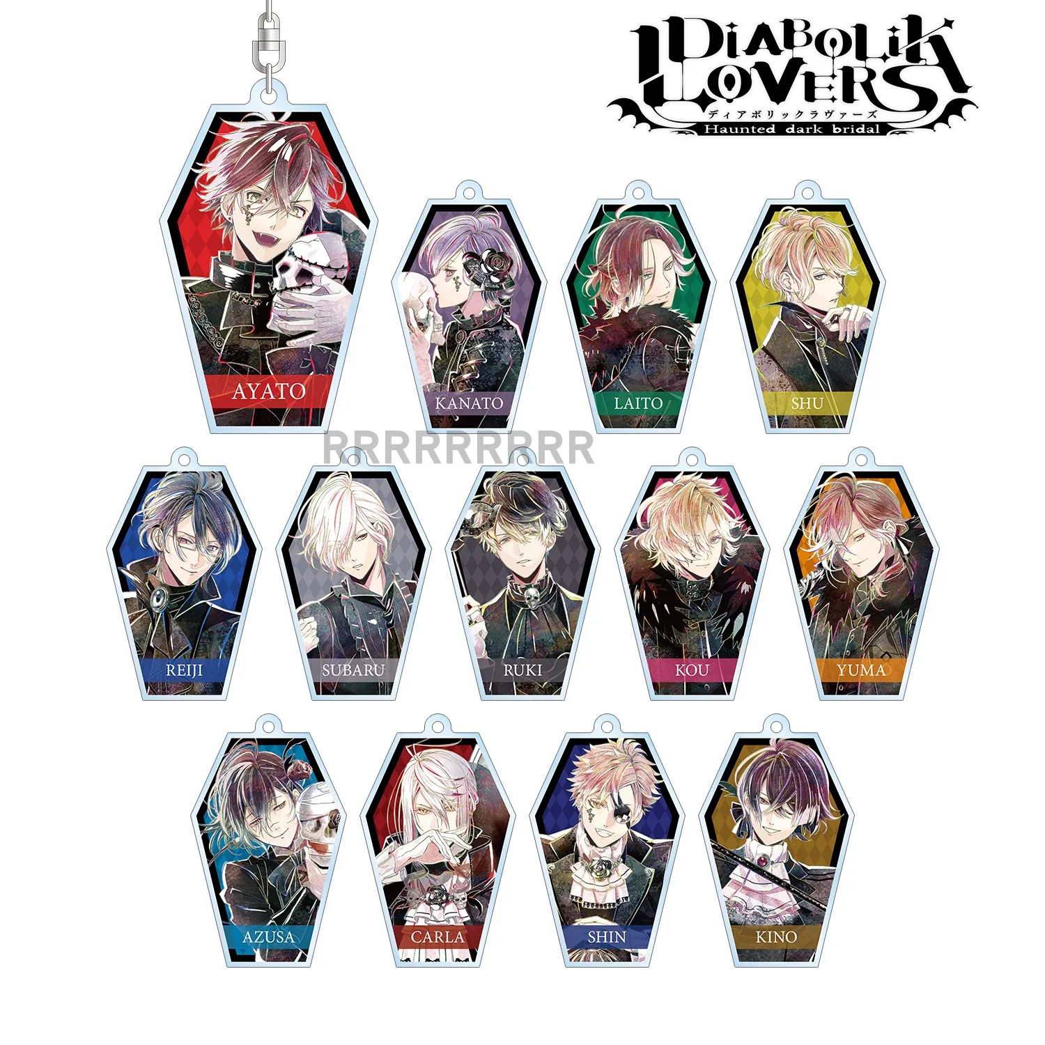 

Anime DIABOLIK LOVERS Keychain Doll Komori Yui Sakamaki Ayato Kanato Raito Subaru Reiji Acrylic Keyring Bag Pendant for Gift