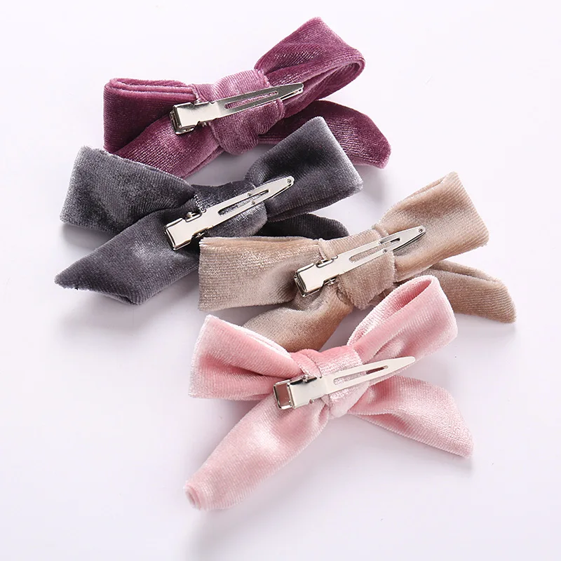 

Fashion Handmade Ribbon Bowknot Baby Bangs Hairpins DIY Children Headwear Hair Accessories Girls' Flannel Hair Clip