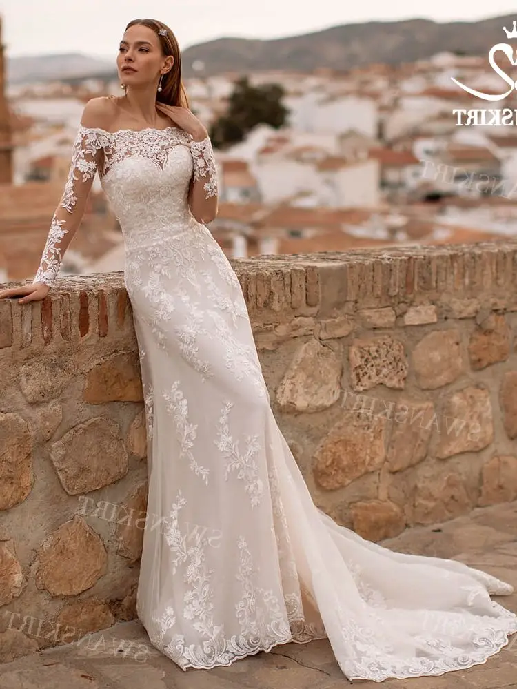 

Женское свадебное платье It's yiiya, белое кружевное платье 2 в 1 с длинными рукавами и аппликацией на лето 2019