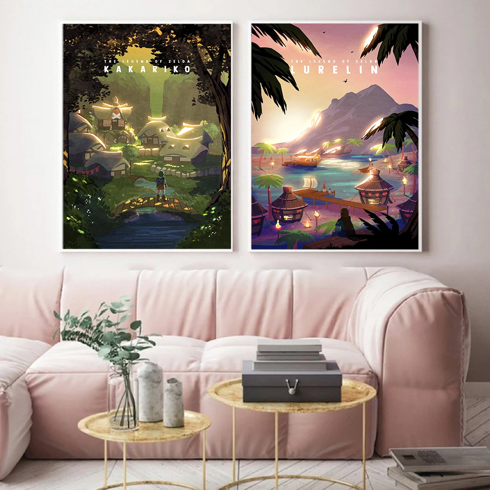 Зельда Легенда Плакат Натуральная Ботаническая Холстовая Живопись Путешествия Современное Чудо Искусства Печать Видеоигры Картина На Стену Для Украшения Гостиной.
