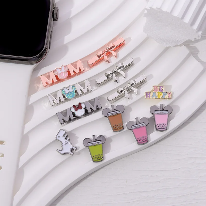 1pc Bow-tie Coffee Mug Strap Decoration Charms for Apple Watch Bands Accessories Cute BE HAPPY Charm for Iwatch Series Jewelry