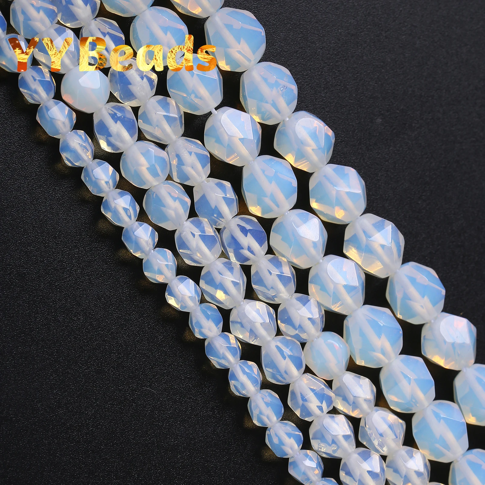 

Faceted Natural White Opal Stone Beads Round Loose Spacer Energy Healing Beads For Jewelry Making DIY Bracelets 6 8 10mm 15"inch