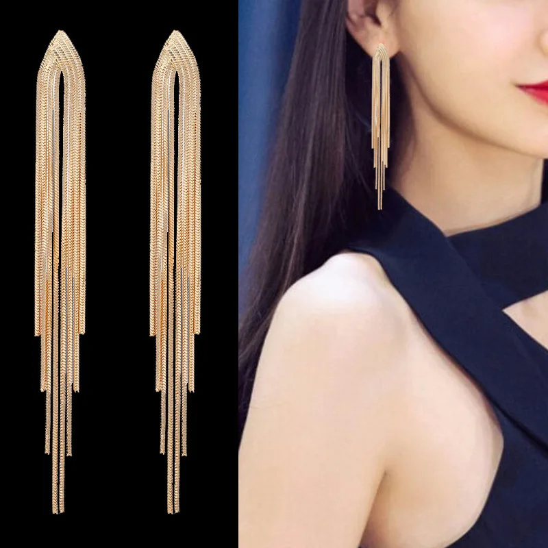 

Charm Statement Earrings For Women Fashion Jewelry Bohemian New Stud Earings Tassel Long Earrings Drop Shipping Brinco