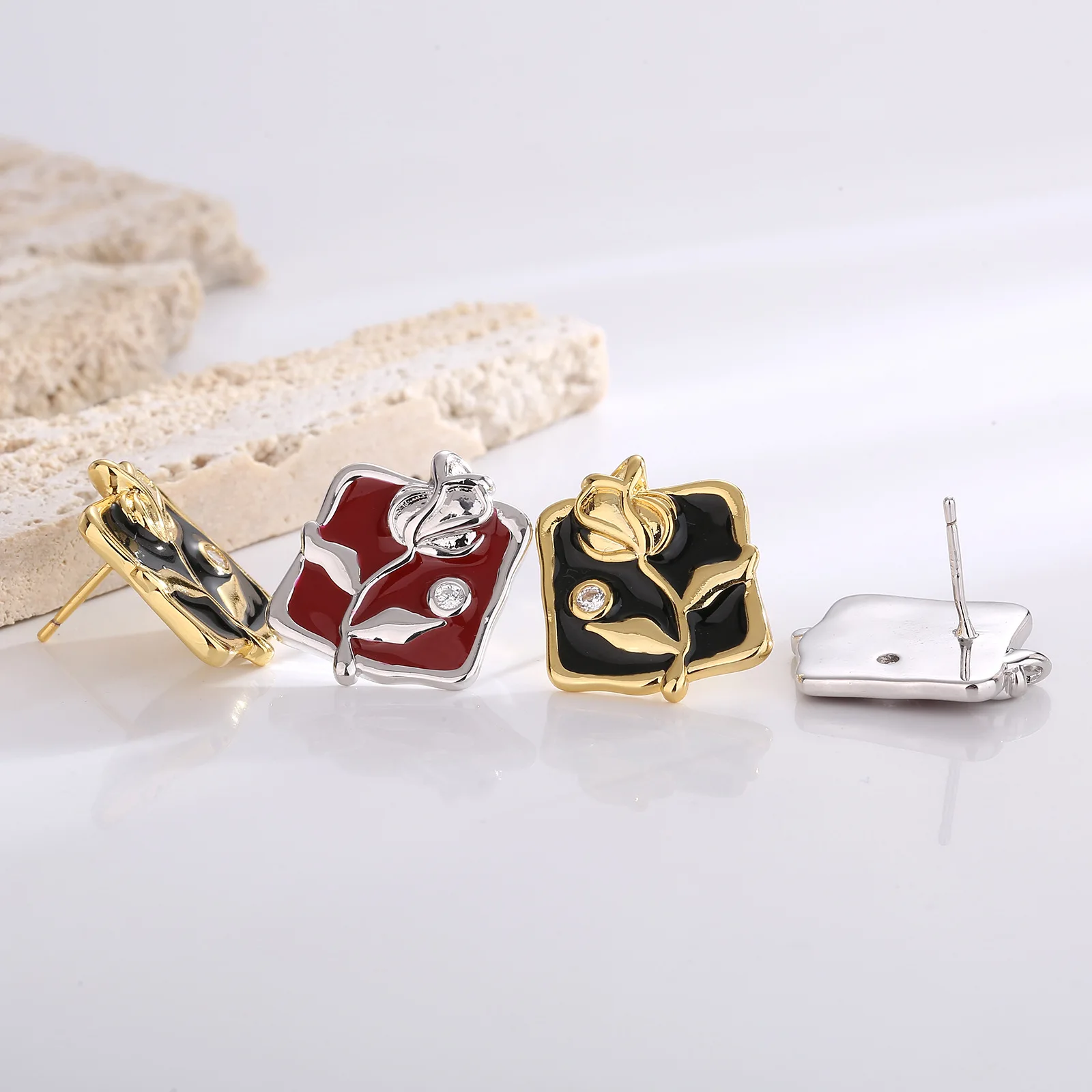 

Vintage Rose Luxury Designer Gold Plated Copper Earrings For Women Trendy Jewelry Accessories