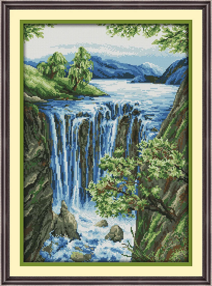 

Waterfall (3) cross stitch kit 18ct 14ct 11ct count printed canvas stitching embroidery DIY handmade needlework