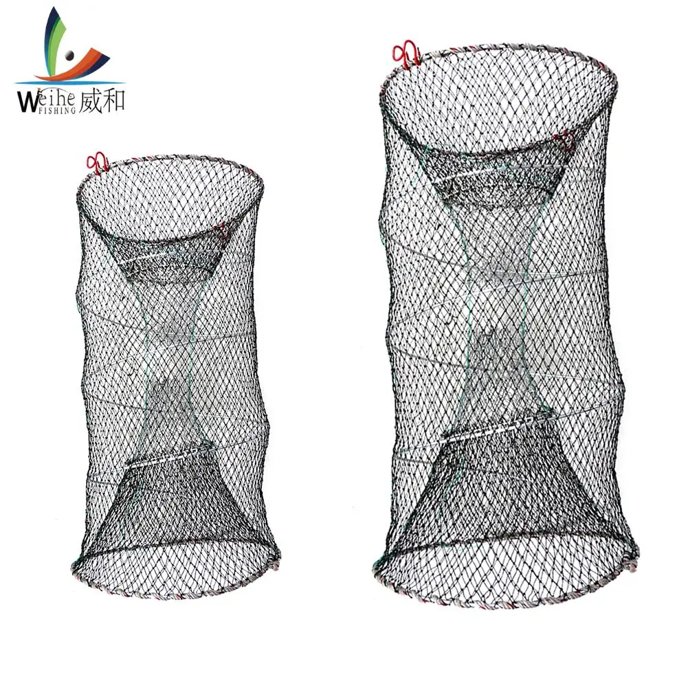 

Foldable Bait Cast Mesh Fish Shrimp Lure Nylon Nets Fishing Landing Net Shrimp Cage For Fish Crab Crayfish Catcher