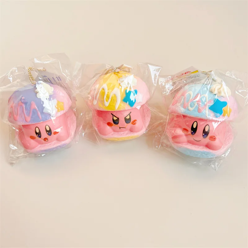 Фото Мягкий брелок-антистресс Kirby Puff Cake, медленно восстанавливающий форму, кавайный аниме-шарм Кирби, подвеска для сумки, подарок №2
