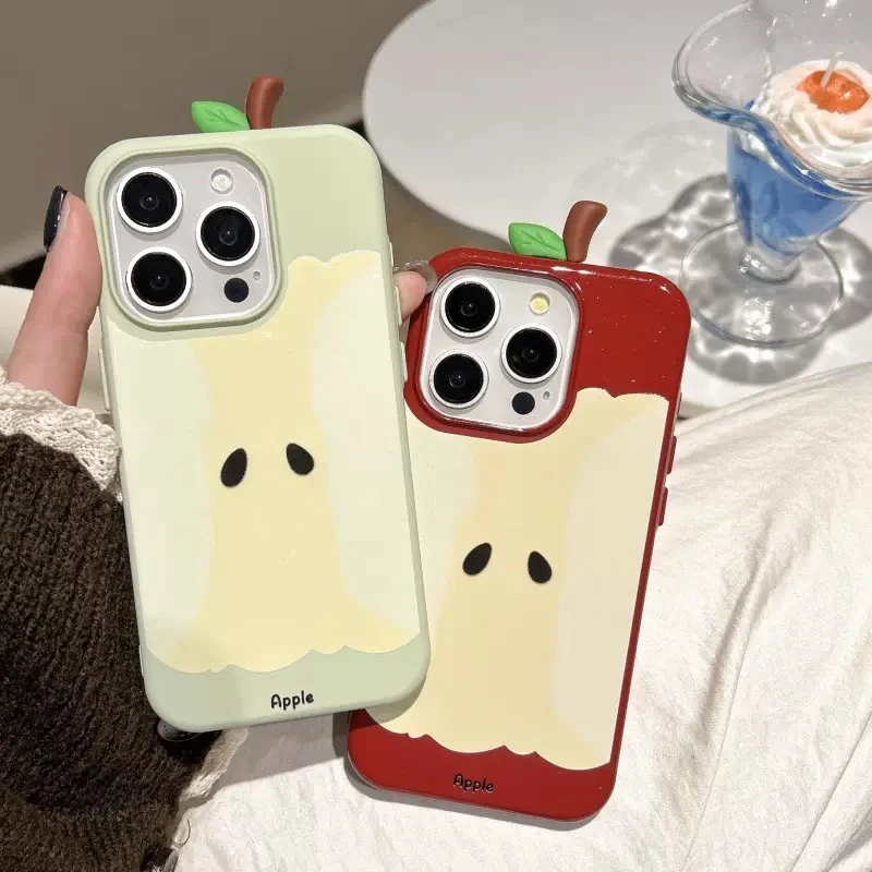 Фото Силиконовый чехол для iPhone 3D Red Apple Core с подставкой, противоударный защитный чехол для iPhone 16, 15, 14, 13, 12 Pro Max, милый подарок №1
