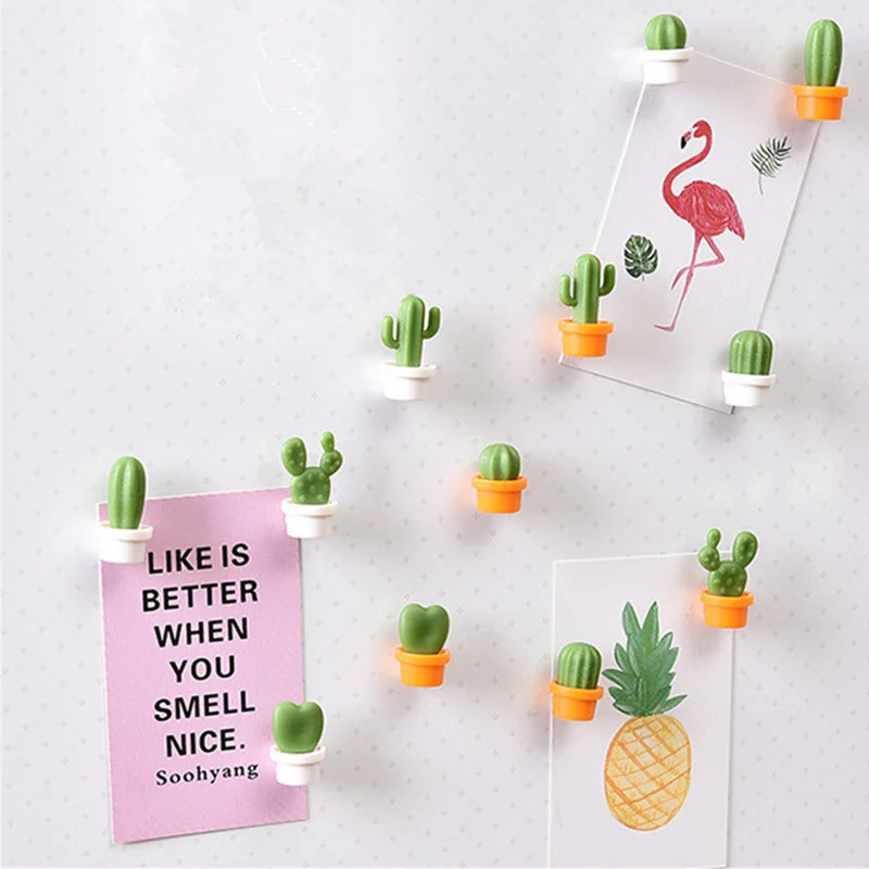 

6pcs Cute Succulent Magnet Button Home Kitchen Cactus Refrigerator Message Sticker New Arrival Portable Creative Hot Sale