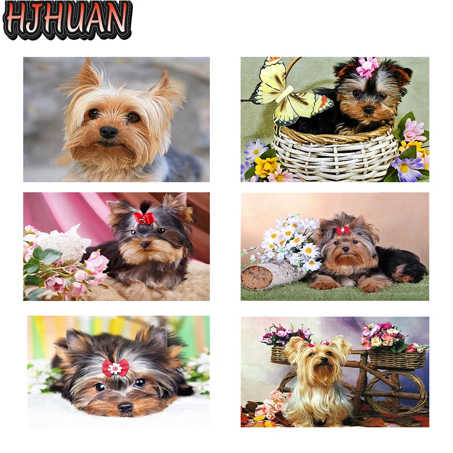 

5D Diy Diamond Painting Dog flowers animal Full Round Square Drill Rhinestones Mosaic Art Pictures Home Decoration Birthday Gift