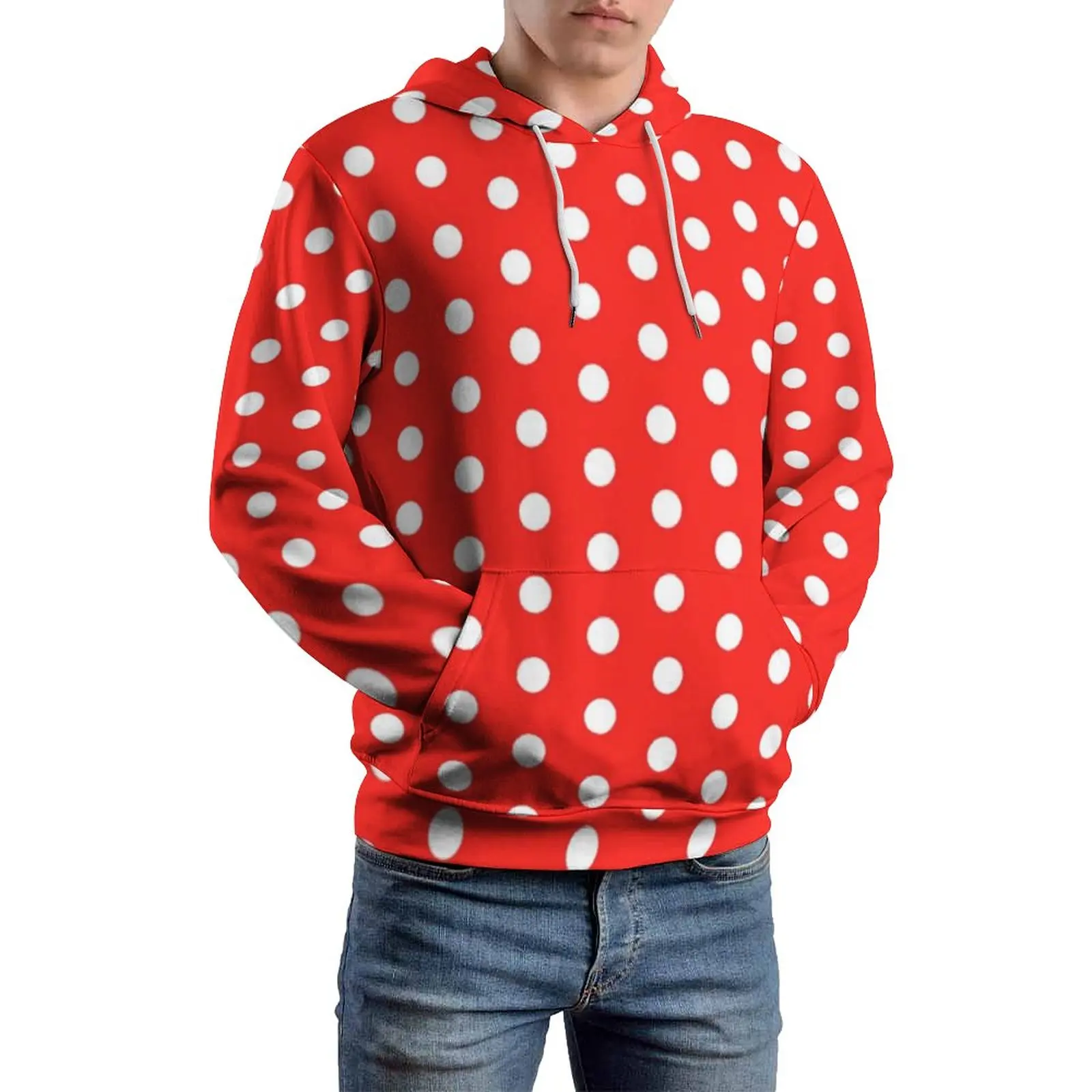 

Retro Polka Dot Loose Hoodies Spots Print Y2k Hoodie Unisex Long Sleeve Oversize Casual Pattern Clothes