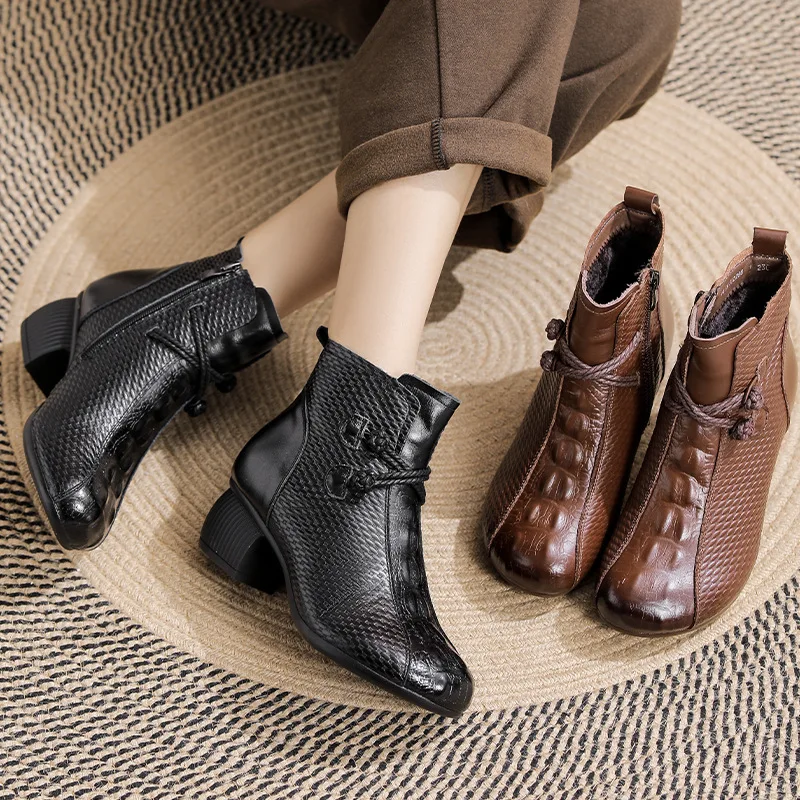 2022 New Fashion Boots for Women Autumn Short Boots Winter Side zip Women's Shoes Retro Casual Flat Ankle Boots Female