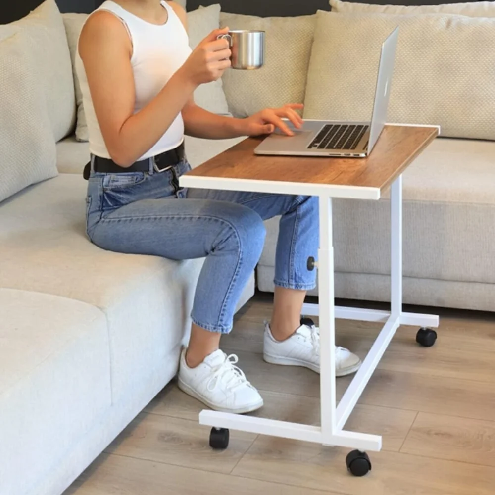 

Height Adjustable Wooden Multifunctional Desk | Comfortable Laptop Stand | Movable Breakfast Tray | Portable Work Desk