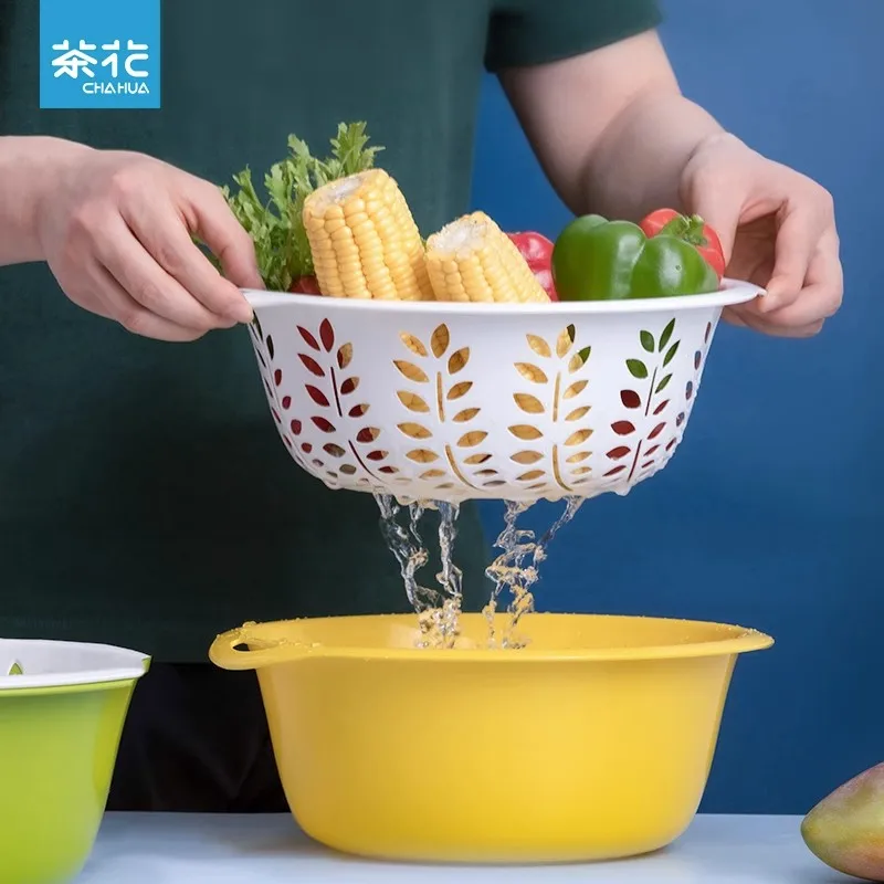 

Plastic Double Layer Drainage Basket for Home Living Room - Perfect Fruit Plate for Organizing and Displaying Fruits Effortless