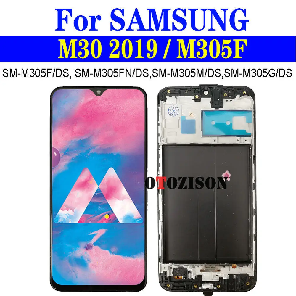 ЖК-дисплей с рамкой для Samsung Galaxy M30, M305, M305F, дисплей, экран для телефона, цифровой преобразователь сенсорного экрана в сборе