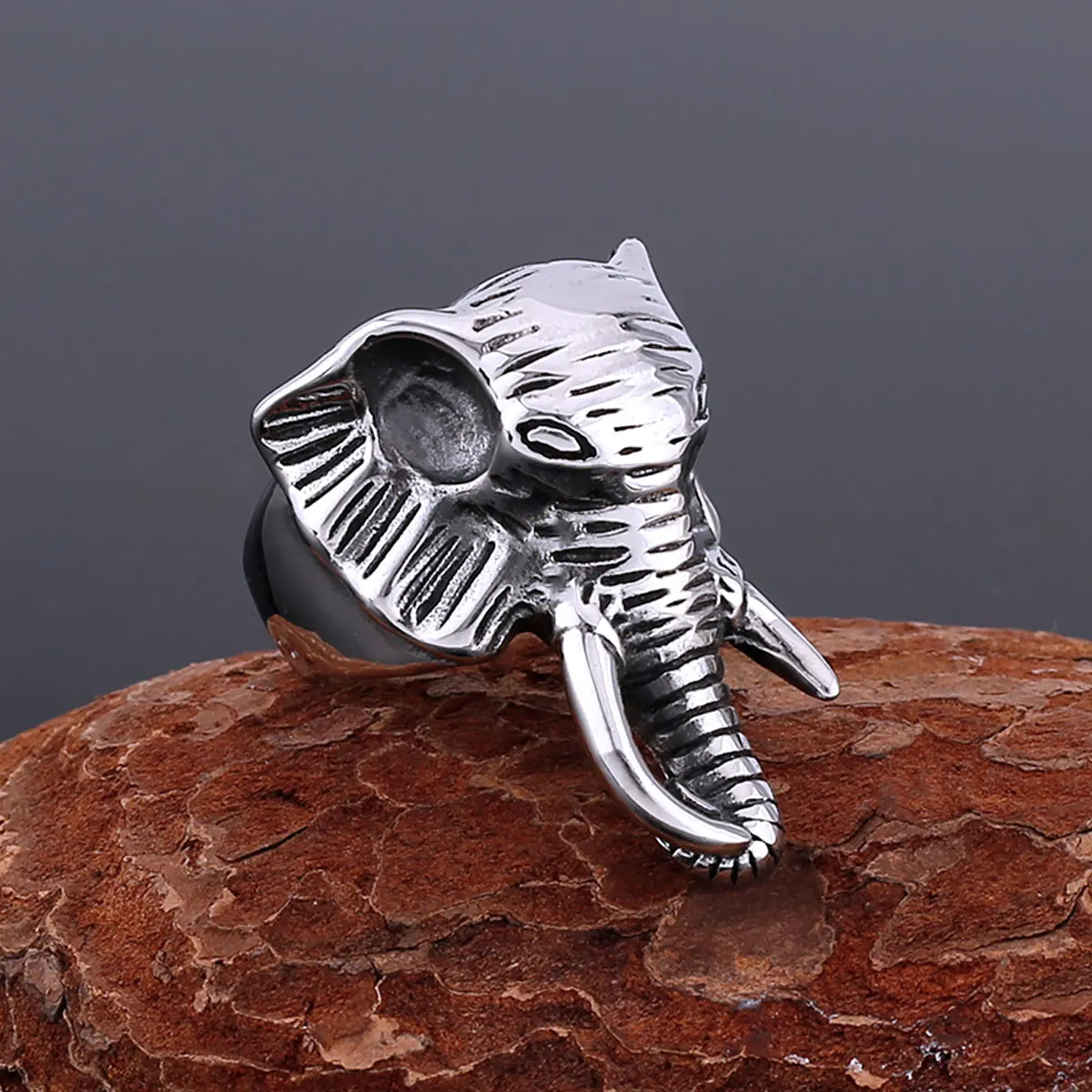 

Fashion Retro Viking Animal Elephant Stainless Steel Ring Men's Nordic Amulet Ring Fashion Teen Jewelry Gift Free Shipping