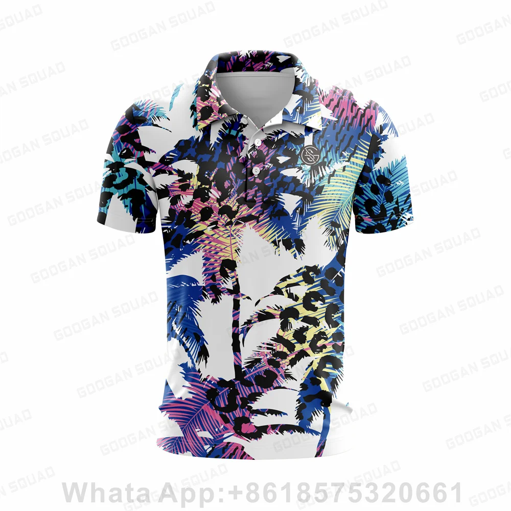 Men's Polo Shirt Print Summer Short Sleeve Shirt Slim Fit Business Tee Shirt New F1 Racing Motorcycle Button Lapel Polo Shirt