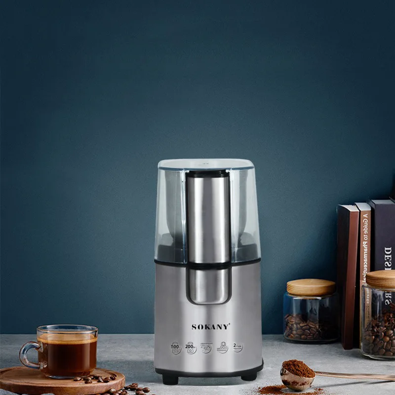 

ZK30 Household Semi-Automatic Coffee Grinder Washable Detachable Cup Coffee Bean Grinder Stainless Steel Body and Miller Blades