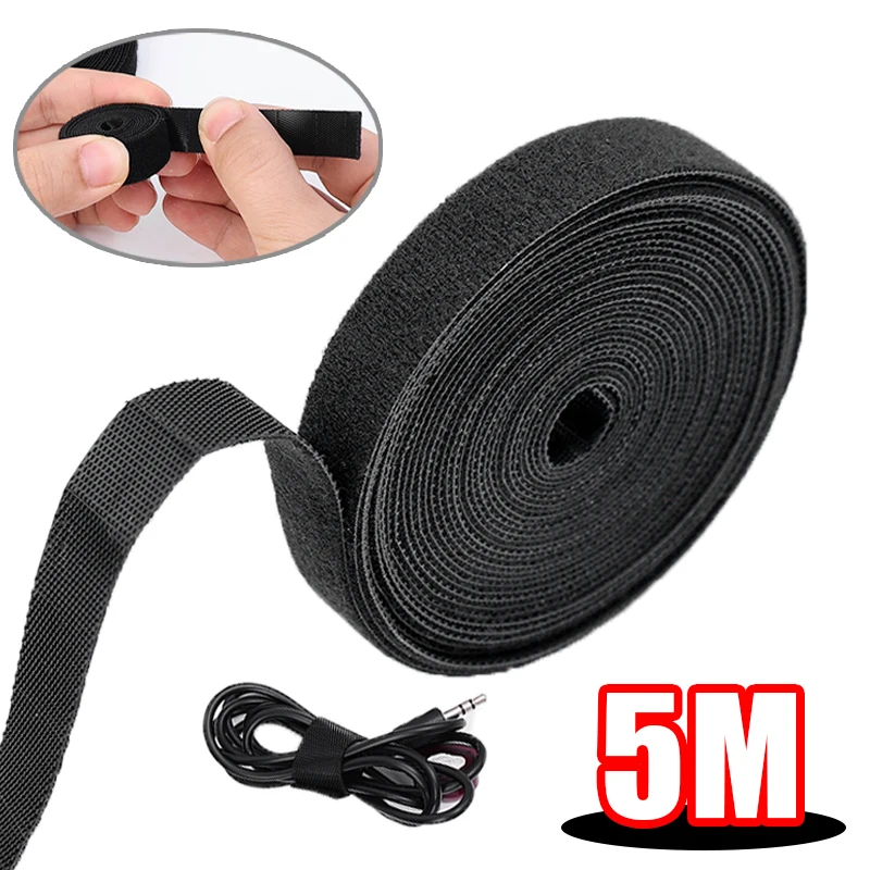

5M/Roll Cable Organizer Nylon Free Cut Ties 1.5cm Width USB Cables Winder Management for Mouse Earphone Keyboard Cord Cable Ties