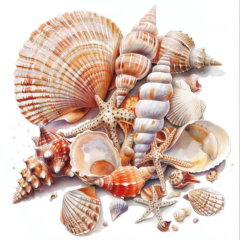 Съемная наклейка на стену с морскими ракушками ПВХ
