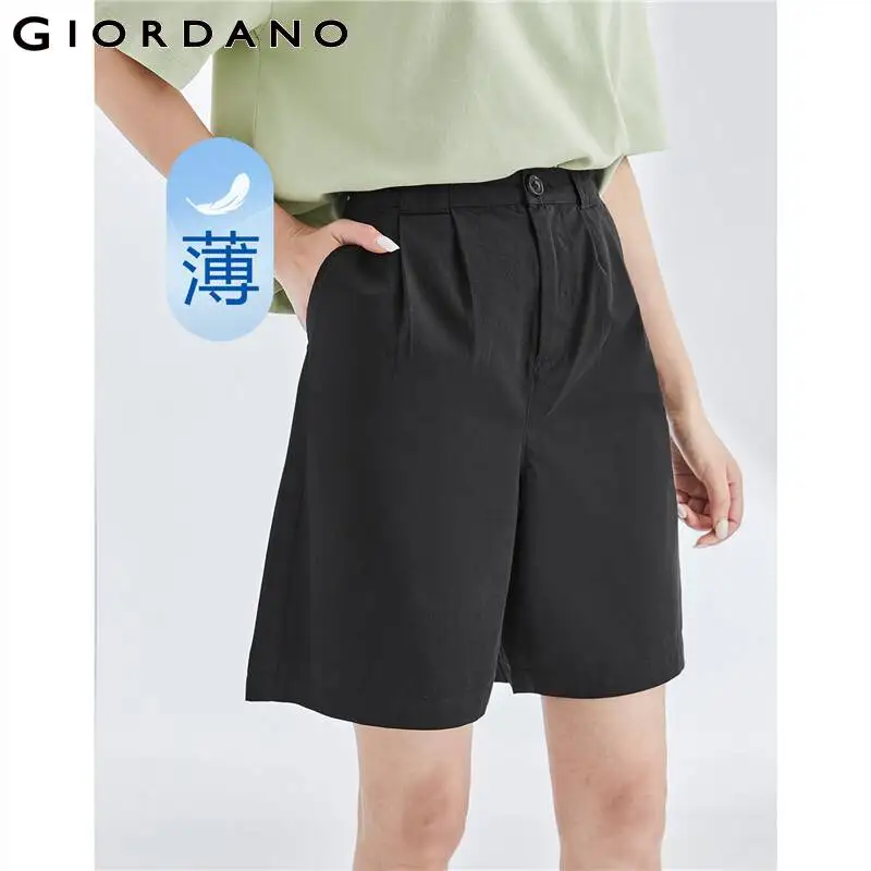 

Giordano Women 【Online Exclusive】Women's Cotton Pleated High Waist Shorts Free Shipping 05403312