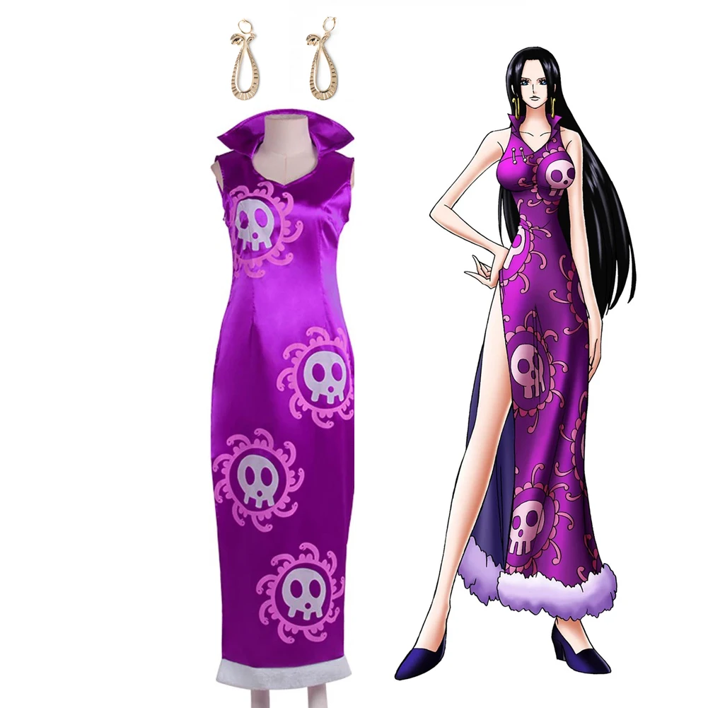 

Аниме ONE PIECE Boa Hancock Косплей костюмы фиолетовое платье Женщины Девочка Хэллоуин Рождественские вечеринки маскарадный костюм