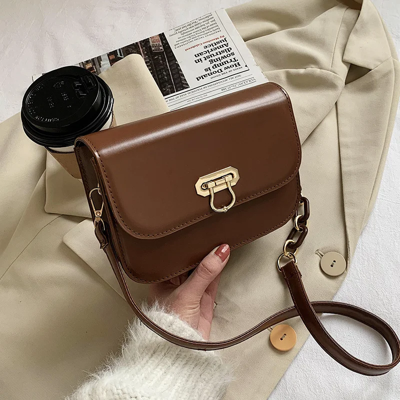 

Solid Color Bag Women's Messenger Bag 2022 New Trendy Retro Small Square Bag All-match Ins Fashion Shoulder Bag Cross Body Bag
