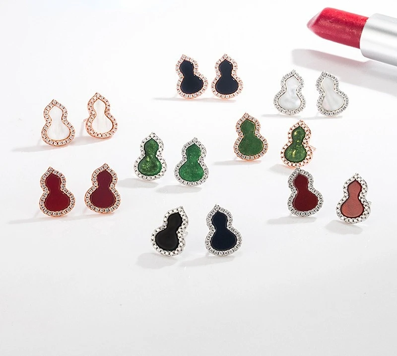 

Женские серьги в виде тыквы из серебра S925 пробы, Классические китайские модные Универсальные ювелирные изделия из белого фритильяра и агат...