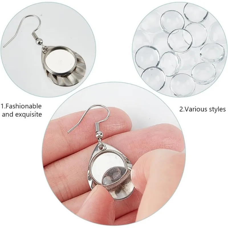 8 пар 4 вида сережек-кабошонов из нержавеющей стали 304