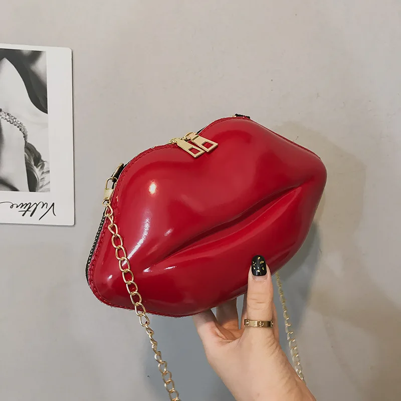 

Bags for Women 2024 New Personality Lip Shoulder Bag Wild Zipper Lady Messenger Bag Cute Female Mobile Phone Bag Chain Ladies