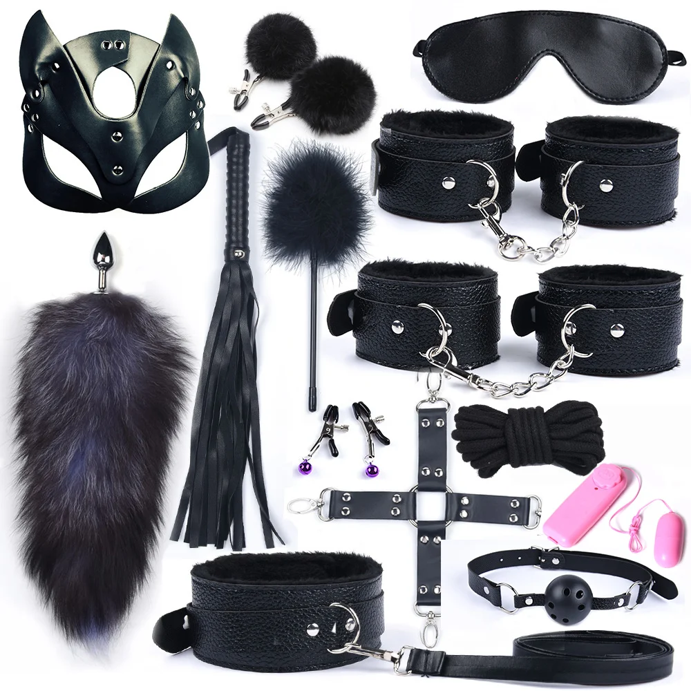 

40CM Long Fox Tail Anal Plug BDSM Sex Bondage Adult Sex Toys for Women Sex Handcuffs Whip Leather Cat Mask Adults Games