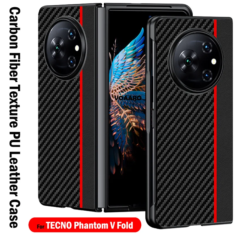 

Carbon Fiber Texture Leather Shockproof Capa for TECNO Phantom V Fold Case Cover for TECNO Phantom V Fold Case Phone Back Funda