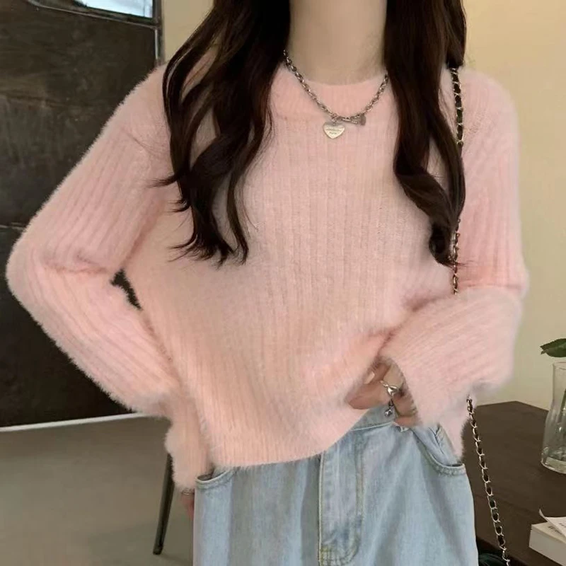 

Pull Femme 2023 Autumn Winter Clothes For Women Soft Basic Sweater Long Sleeve O Neck Pullover Sweaters Knitted Crop Tops Female