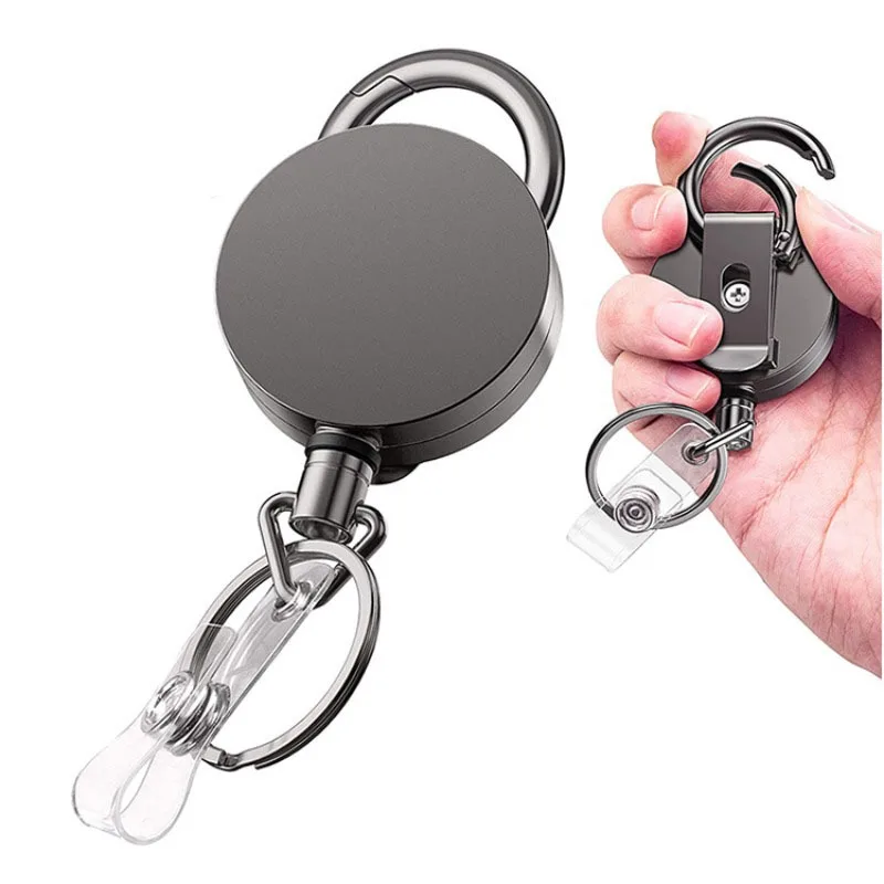 

Металлический выдвижной брелок-карабин с зажимом для ремня Retractable Carabiner